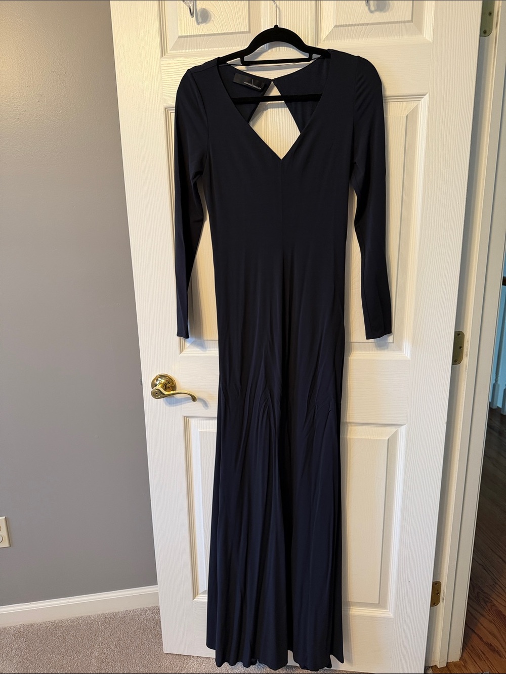 Amanda Wakeley Long Sleeve V-Neck Dress in Blue.